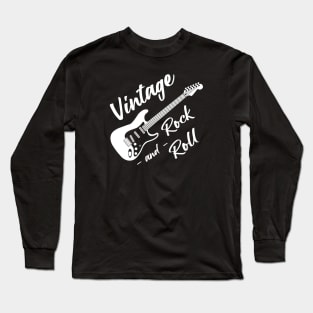 Vintage Rock and Roll art with electric guitar Long Sleeve T-Shirt